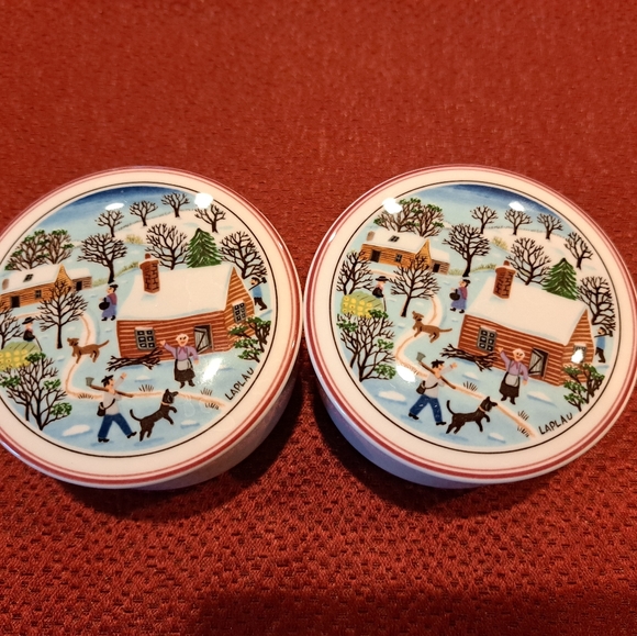 Set of 2 Villeroy & Boch Gérard Laplau Naif Christmas Trinket Jar, Jewelry dish - Picture 2 of 5